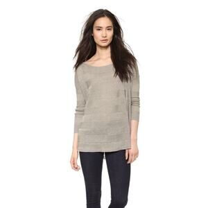 Alice & Olivia Javi Striped Linen Top Medium Gray Oversized Laganlook Minimalist
